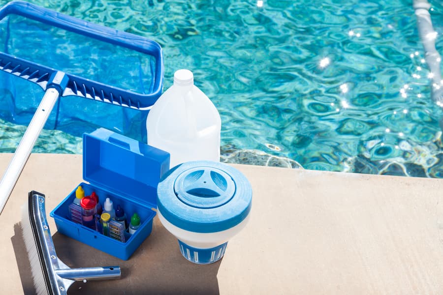 Equipment For Testing The Quality Of Pool Water And Cleaning A Pool 